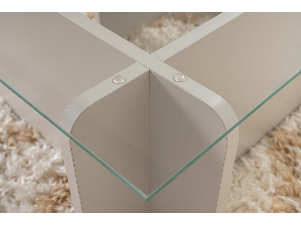 Mesa de centro em vidro "Flavio" 105 x 65 x 30 cm - Cinzento