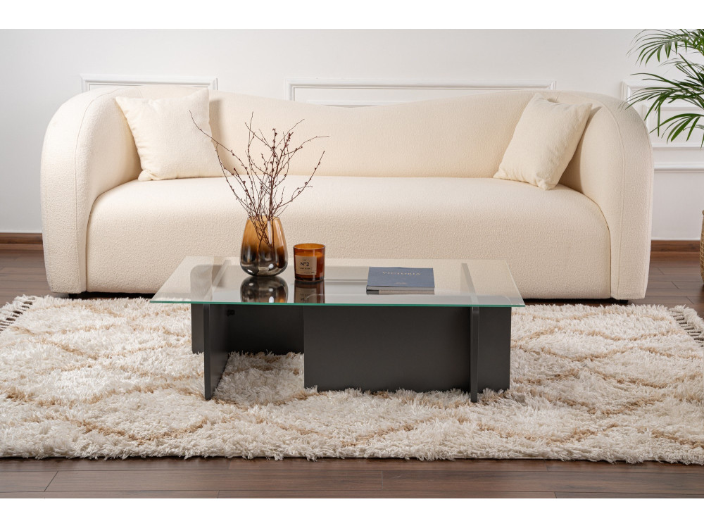 Mesa de centro em vidro "Flavio" 105 x 65 x 30 cm - Antracite