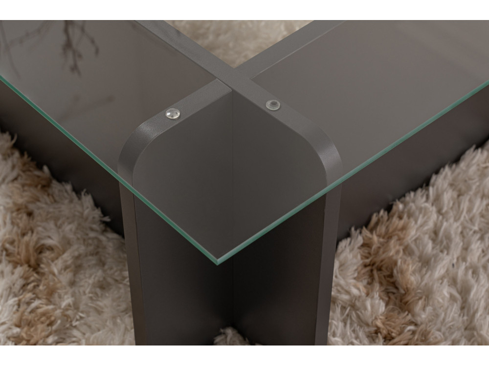 Mesa de centro em vidro "Flavio" 105 x 65 x 30 cm - Antracite