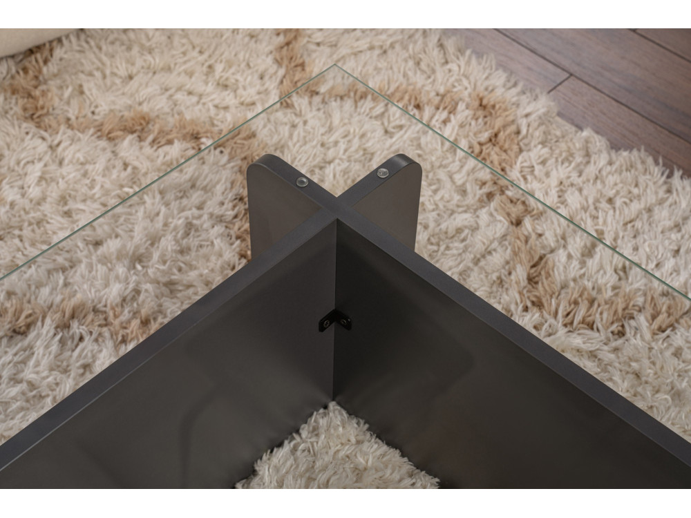 Mesa de centro em vidro "Flavio" 105 x 65 x 30 cm - Antracite