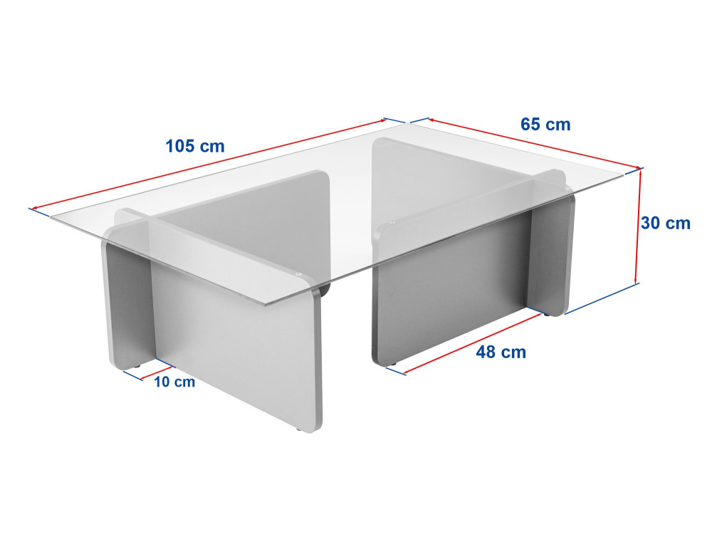 Mesa de centro em vidro "Flavio" 105 x 65 x 30 cm - Antracite