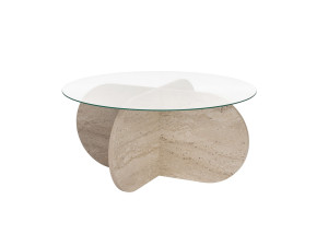 Mesa de centro de madeira "Aeris" - 75 x 75 x 35 cm - TravertinoTransparente