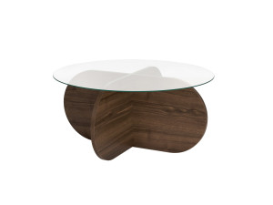 Mesa de centro de madeira "Aeris" - 75 x 75 x 35 cm - NogueiraTransparente