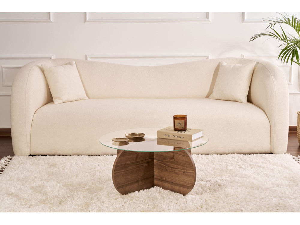 Mesa de centro de madeira "Aeris" - 75 x 75 x 35 cm - NogueiraTransparente
