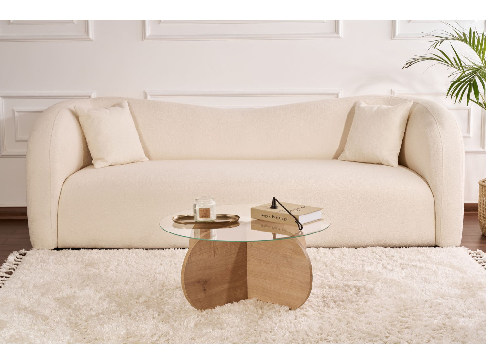 Mesa de centro de madeira "Aeris" - 75 x 75 x 35 cm - SaphirCarvalho transparente