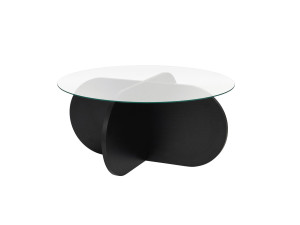 Mesa de centro de madeira "Aeris" - 75 x 75 x 35 cm - Madeira pretaTransparente
