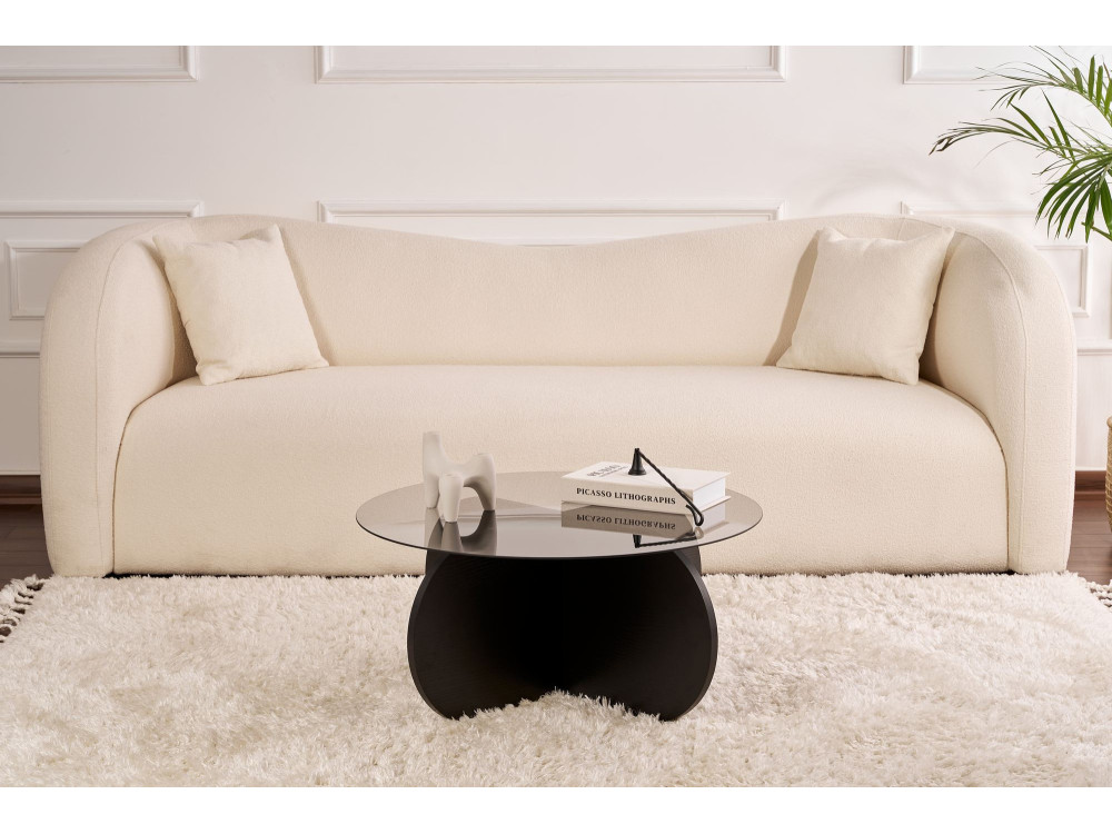 Mesa de centro de madeira "Aeris" - 75 x 75 x 35 cm - Madeira pretaTransparente