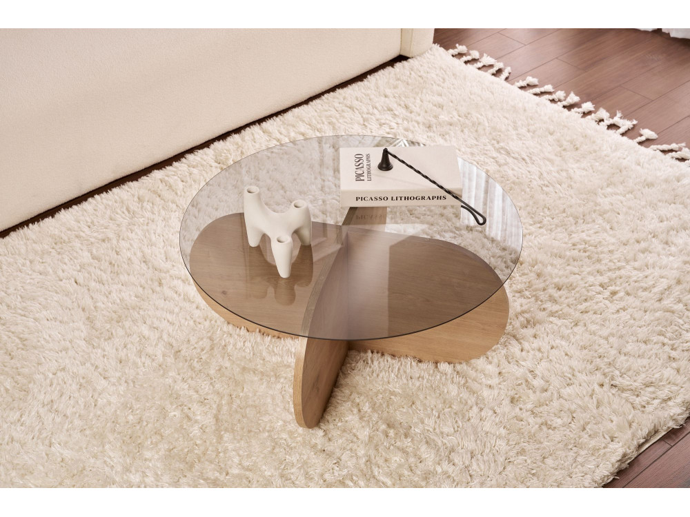 Mesa de centro "Aeris" em madeira - 75 x 75 x 35 cm - Carvalho SaphirFumées