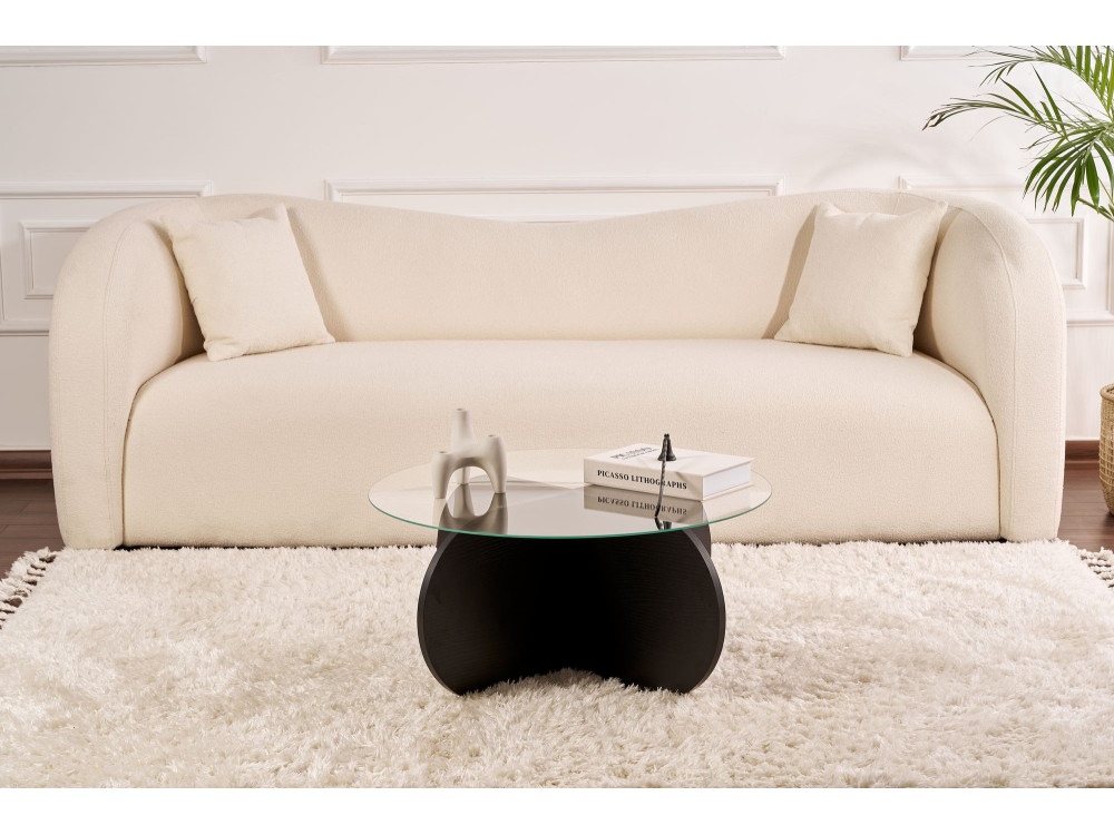 Mesa de centro em madeira "Aeris" - 75 x 75 x 35 cm - madeira NoirFumée