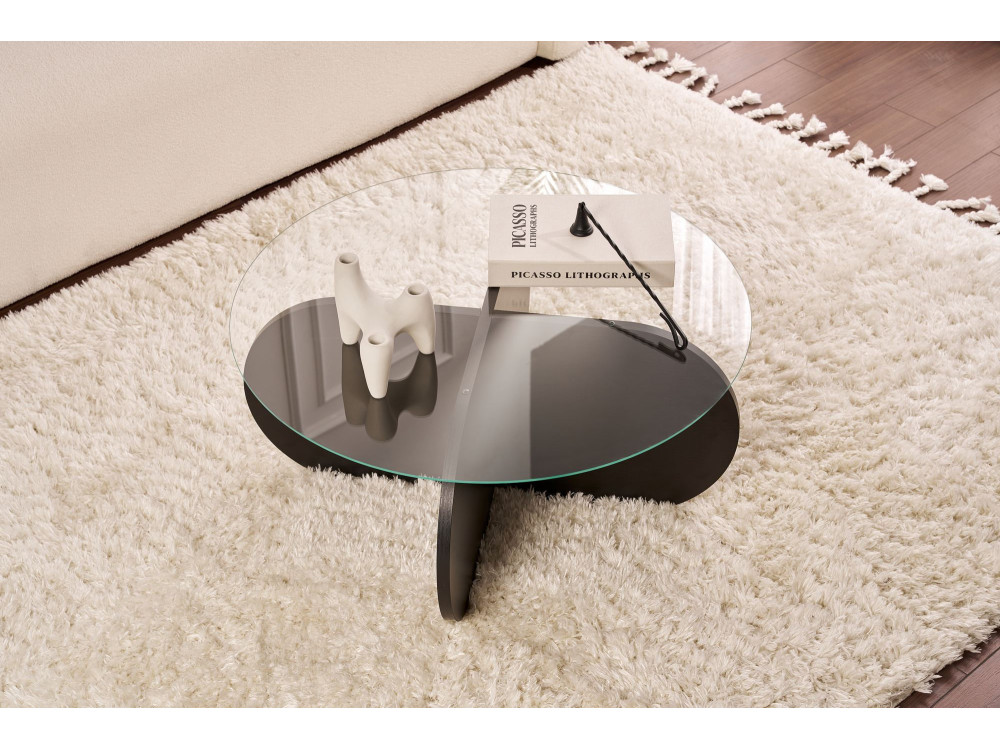 Mesa de centro em madeira "Aeris" - 75 x 75 x 35 cm - madeira NoirFumée