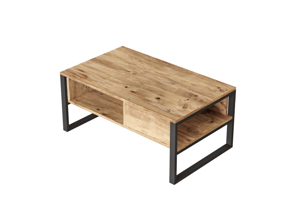 Mesa de centro em madeira "ML34" - 100 x 59 x 44 cm - Pinho Atlântico