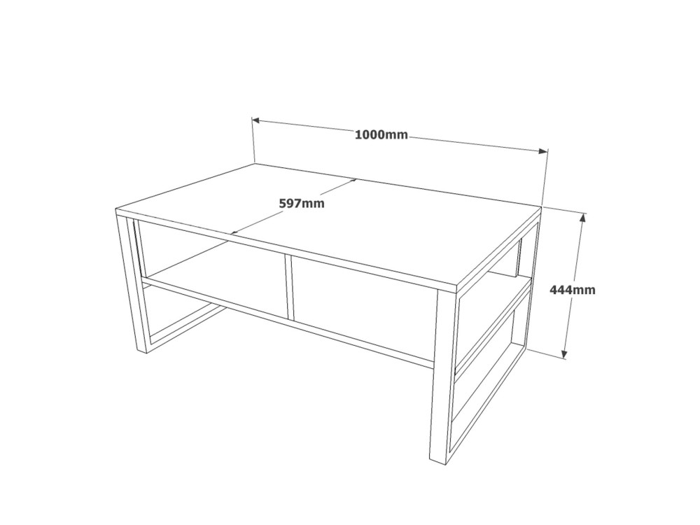 Mesa de centro em madeira "ML34" - 100 x 59 x 44 cm - Pinho Atlântico