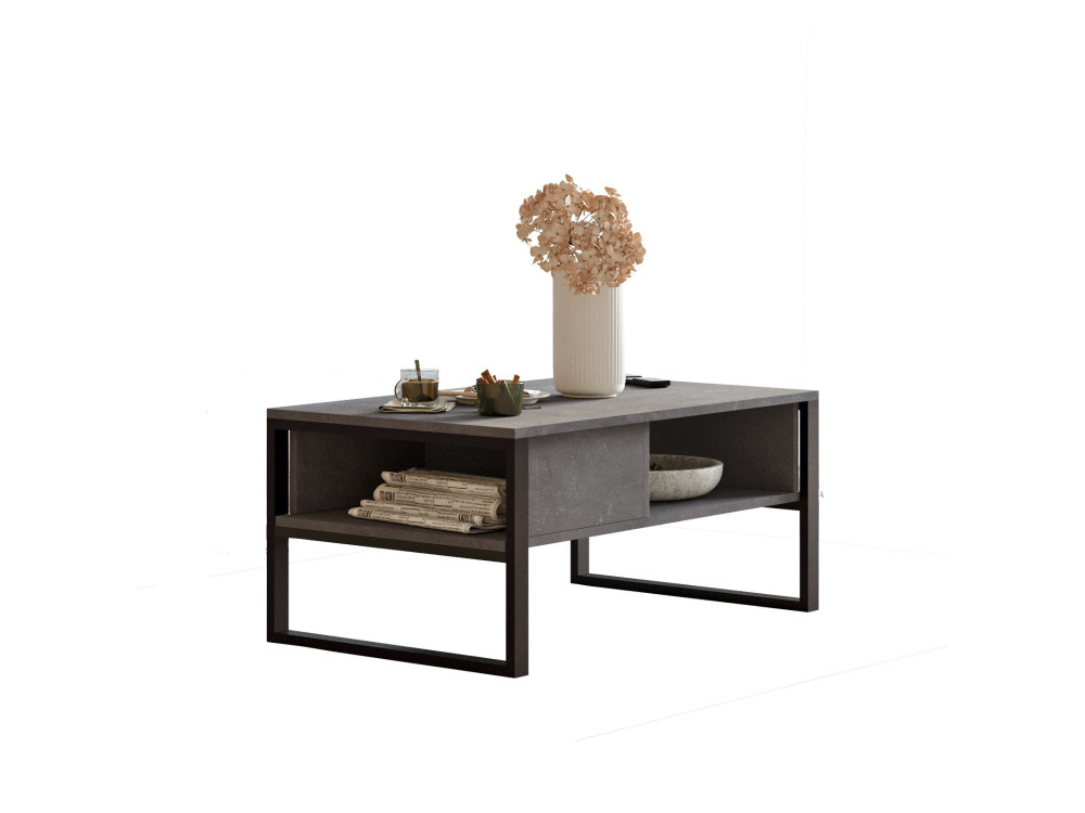 Mesa de centro de madeira "ML34" - 100 x 59 x 44 cm - Prata