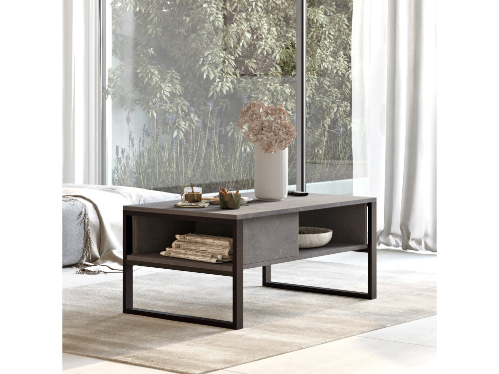 Mesa de centro de madeira "ML34" - 100 x 59 x 44 cm - Prata