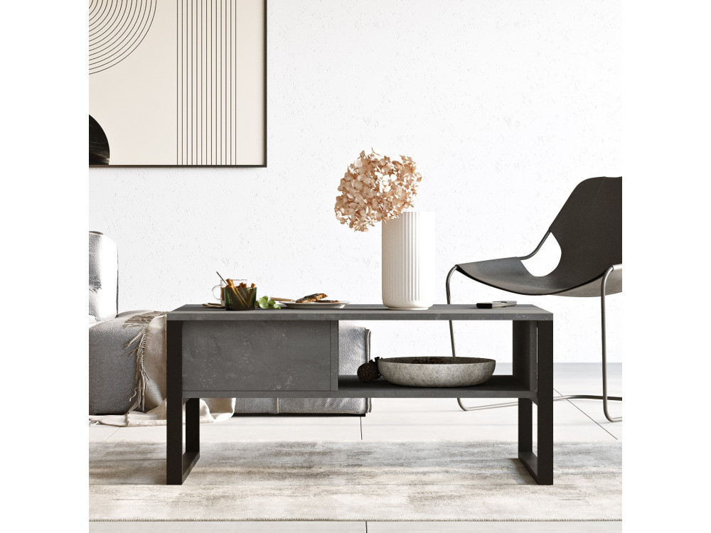 Mesa de centro de madeira "ML34" - 100 x 59 x 44 cm - Prata