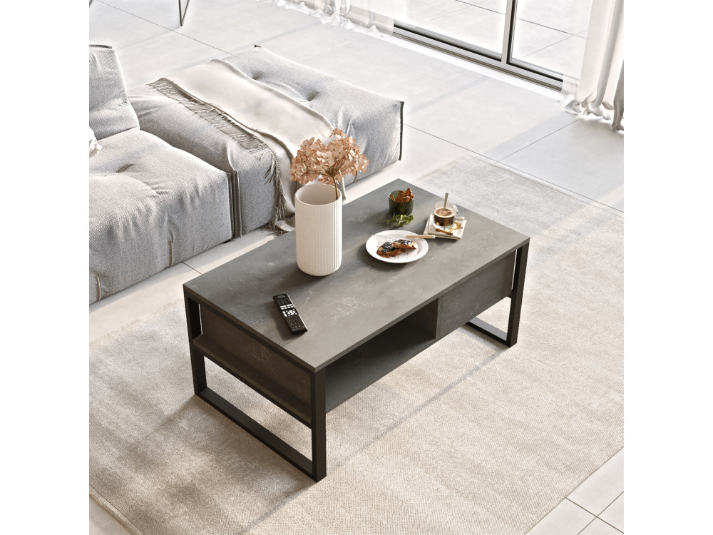 Mesa de centro de madeira "ML34" - 100 x 59 x 44 cm - Prata