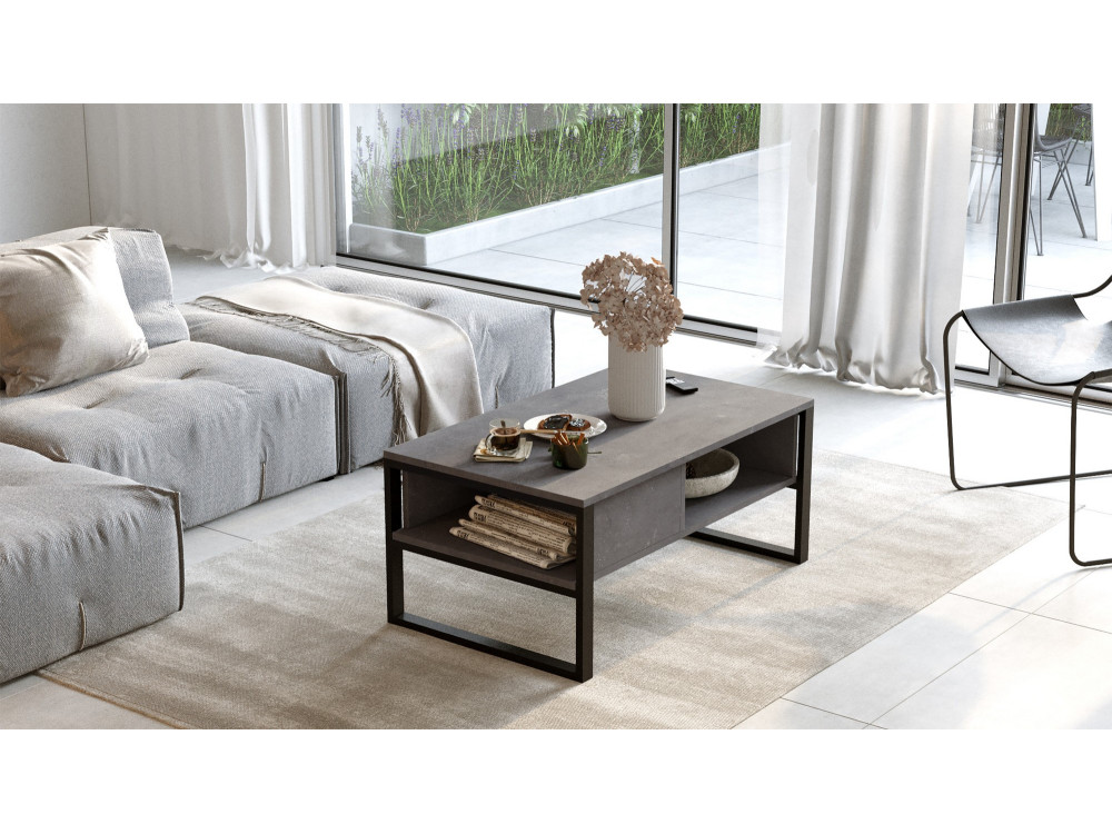Mesa de centro de madeira "ML34" - 100 x 59 x 44 cm - Prata