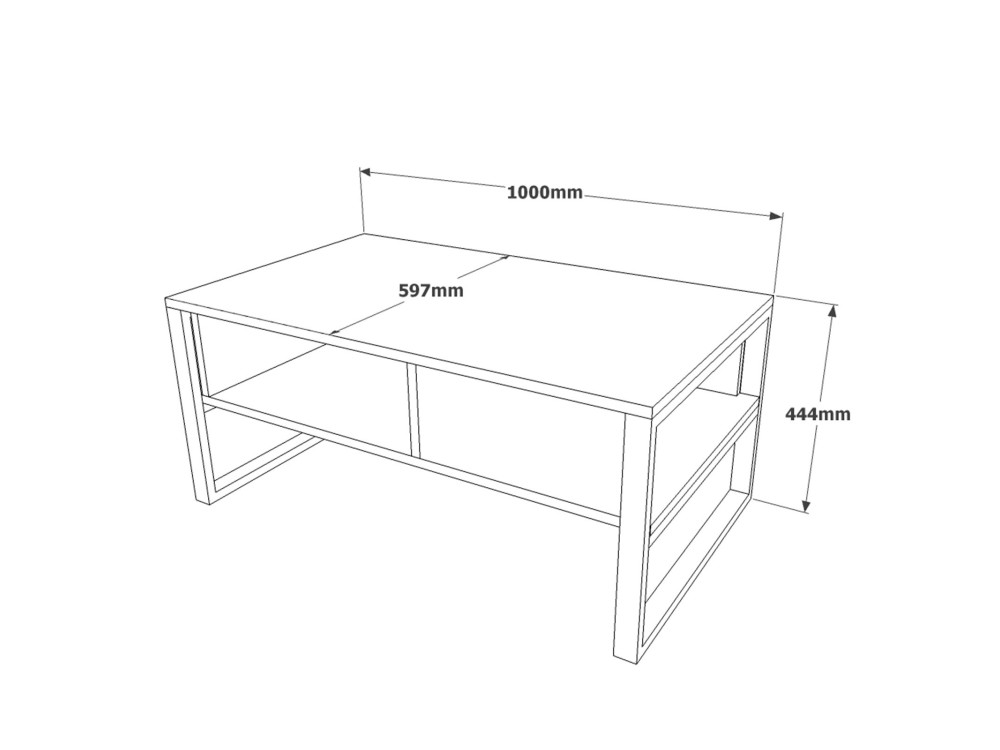 Mesa de centro de madeira "ML34" - 100 x 59 x 44 cm - Prata