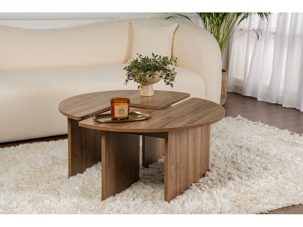 Mesa de centro de madeira "Moira" - 90 x 90 x 41 cm - Nogueira