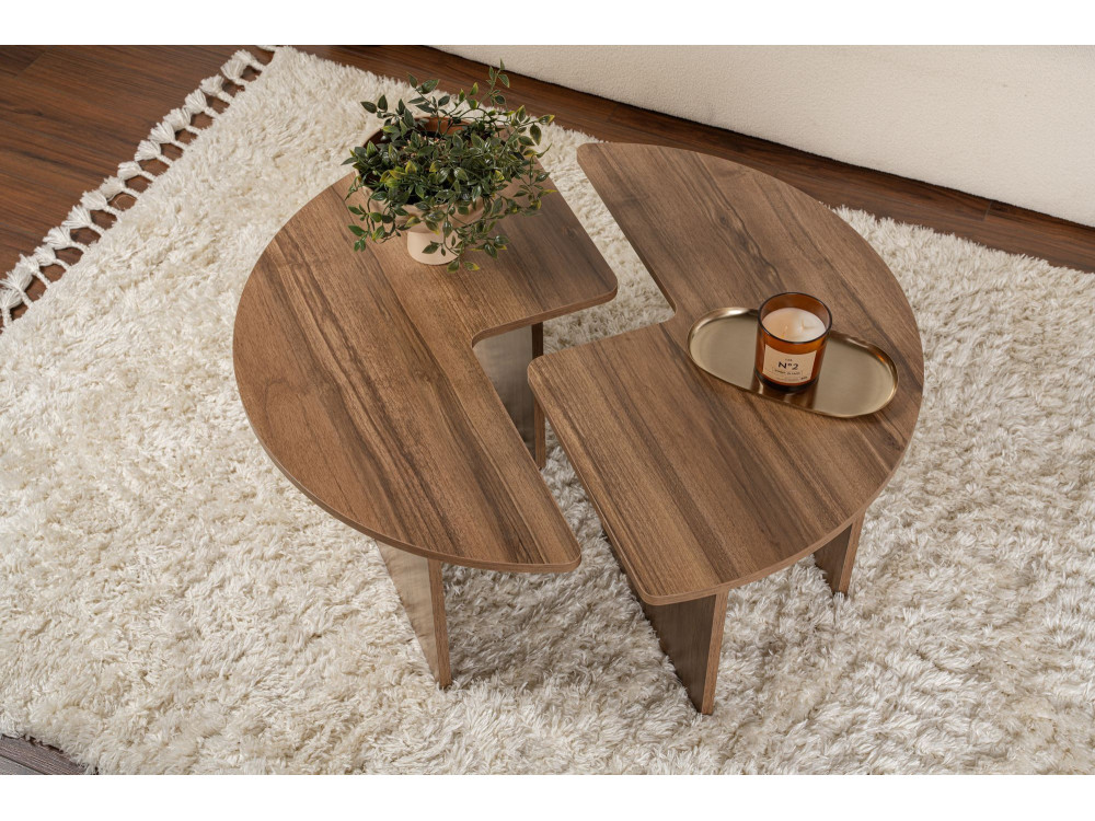 Mesa de centro de madeira "Moira" - 90 x 90 x 41 cm - Nogueira