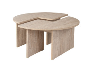 Mesa de centro de madeira "Moira" - 90 x 90 x 41 cm - Travertino