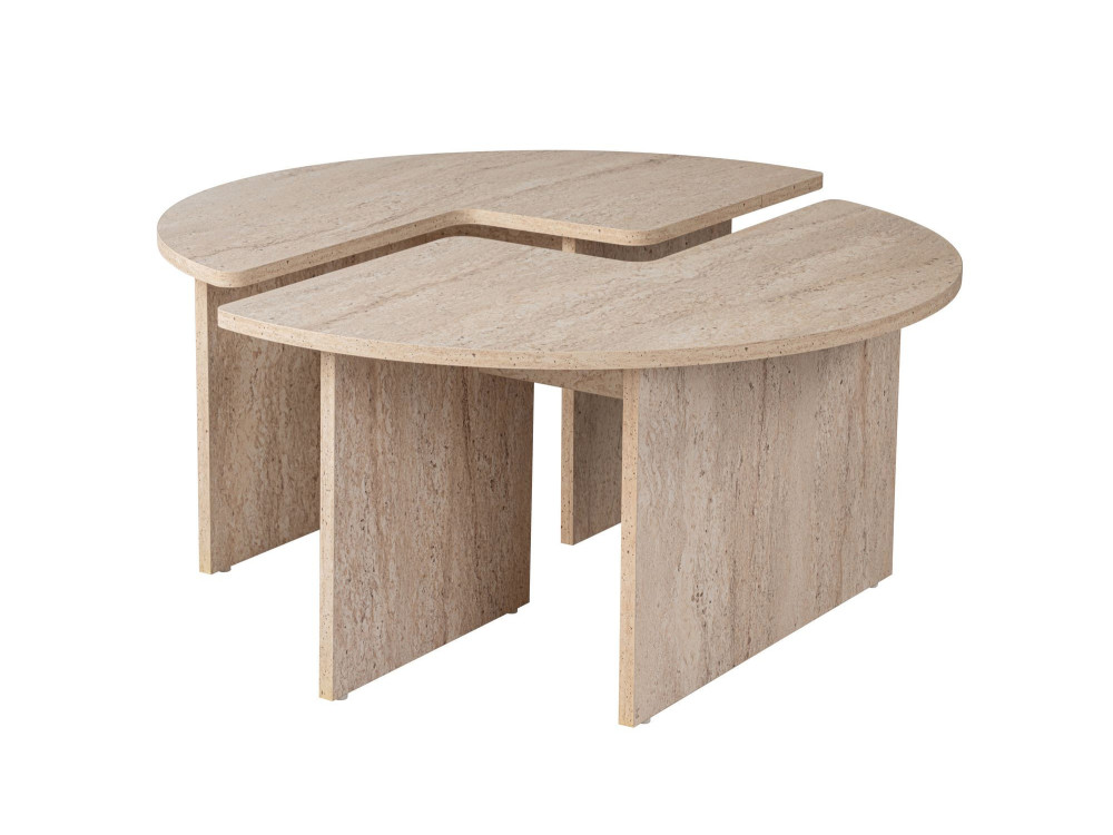 Mesa de centro de madeira "Moira" - 90 x 90 x 41 cm - Travertino