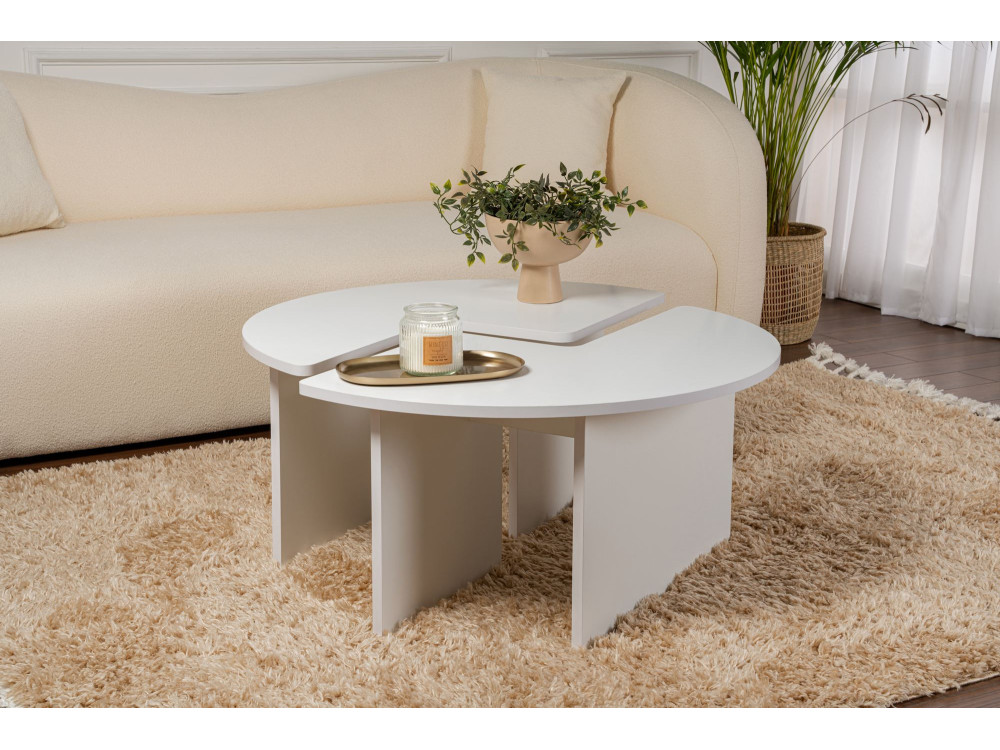 Mesa de centro de madeira "Moira" 90 x 90 x 41 cm - Branco natural