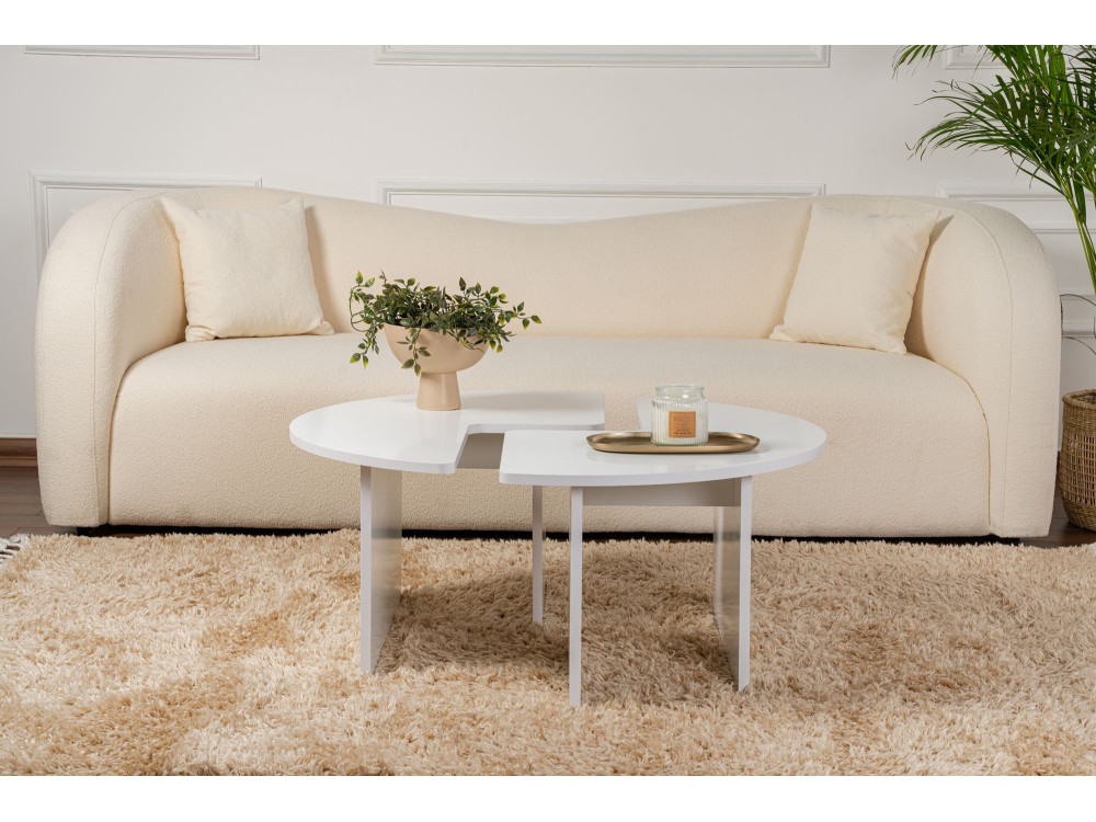 Mesa de centro de madeira "Moira" 90 x 90 x 41 cm - Branco natural