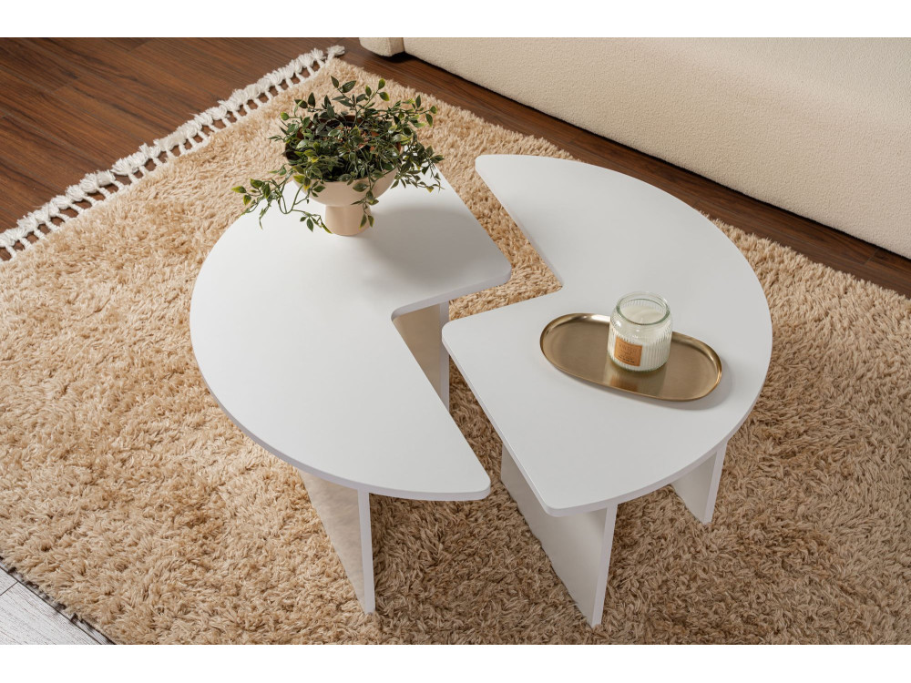 Mesa de centro de madeira "Moira" 90 x 90 x 41 cm - Branco natural