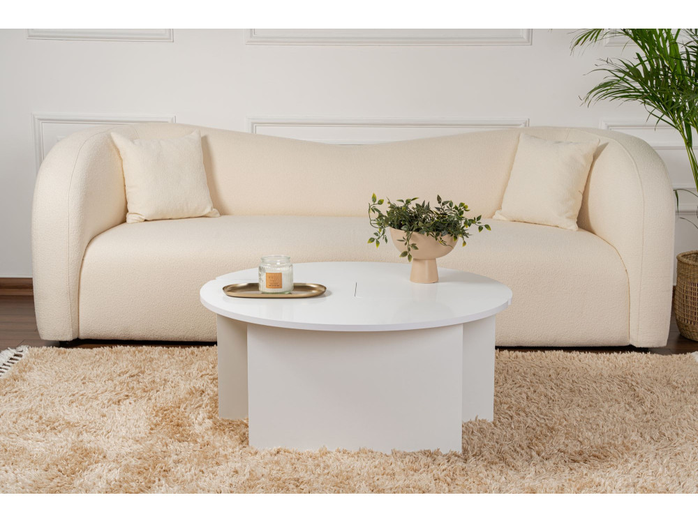 Mesa de centro de madeira "Moira" 90 x 90 x 41 cm - Branco natural