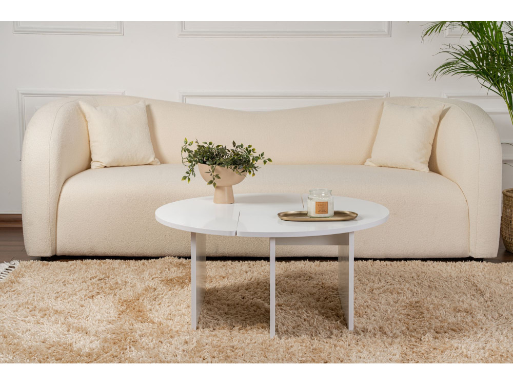 Mesa de centro de madeira "Moira" 90 x 90 x 41 cm - Branco natural