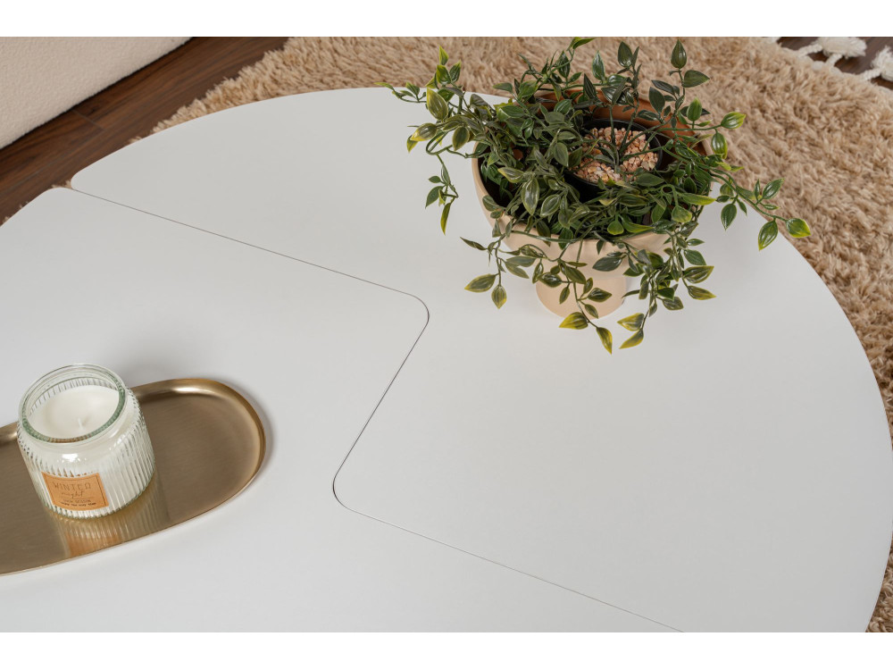 Mesa de centro de madeira "Moira" 90 x 90 x 41 cm - Branco natural