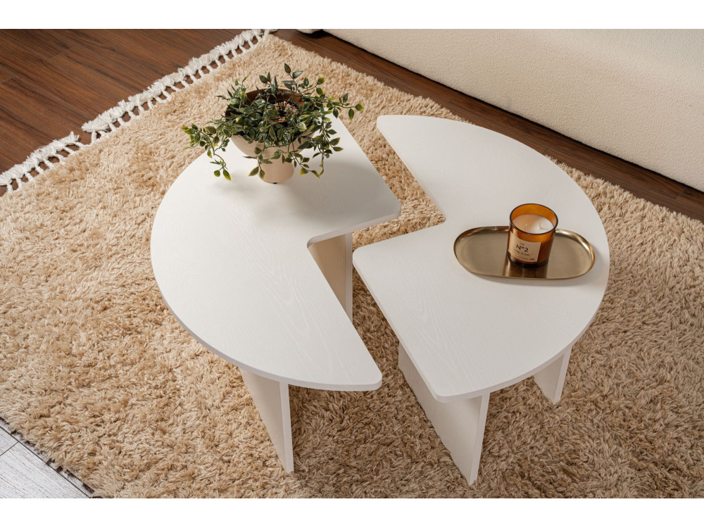 Mesa de centro de madeira "Moira" 90 x 90 x 41 cm - Madeira branca