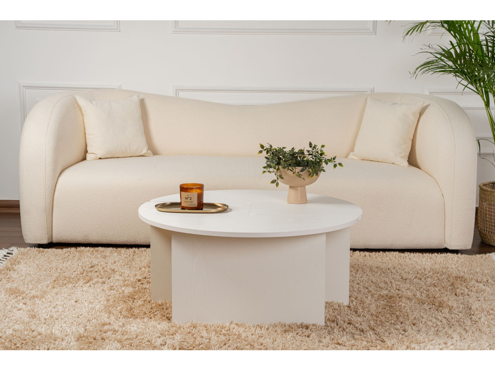 Mesa de centro de madeira "Moira" 90 x 90 x 41 cm - Madeira branca