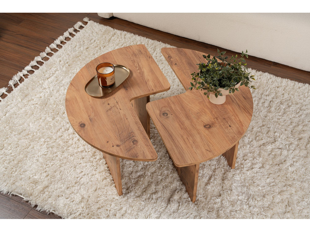 Mesa de centro de madeira "Moira" 90 x 90 x 41 cm - Pinho Atlântico