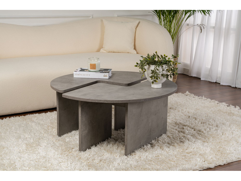 Mesa de centro de madeira "Moira" 90 x 90 x 41 cm - Cinzento betão