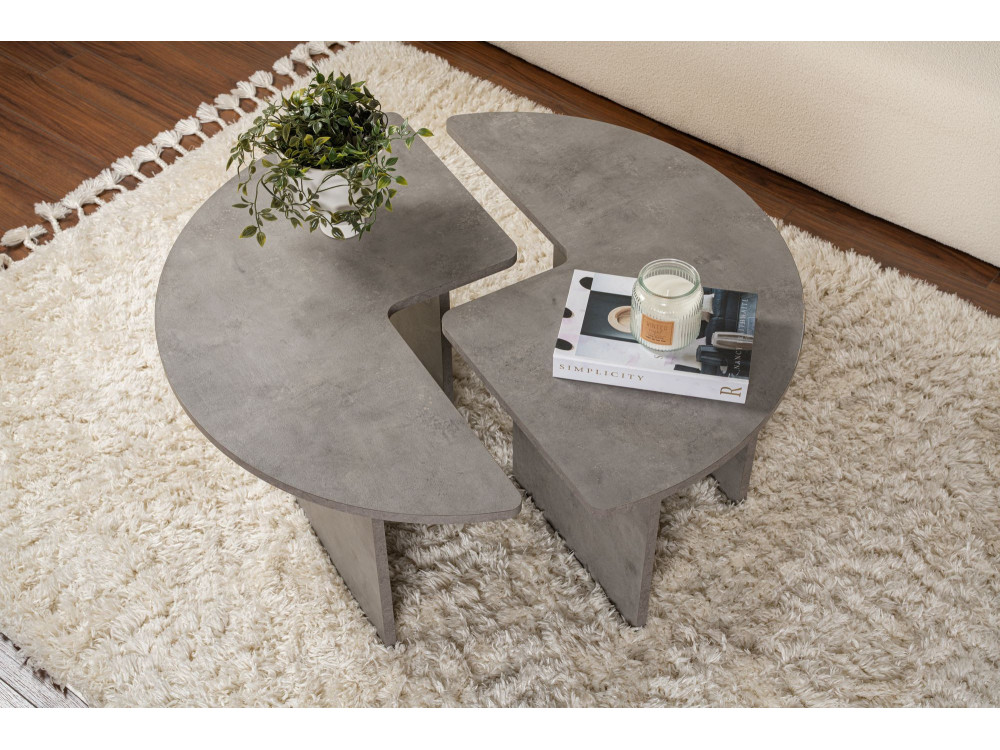 Mesa de centro de madeira "Moira" 90 x 90 x 41 cm - Cinzento betão