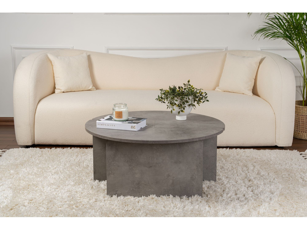 Mesa de centro de madeira "Moira" 90 x 90 x 41 cm - Cinzento betão
