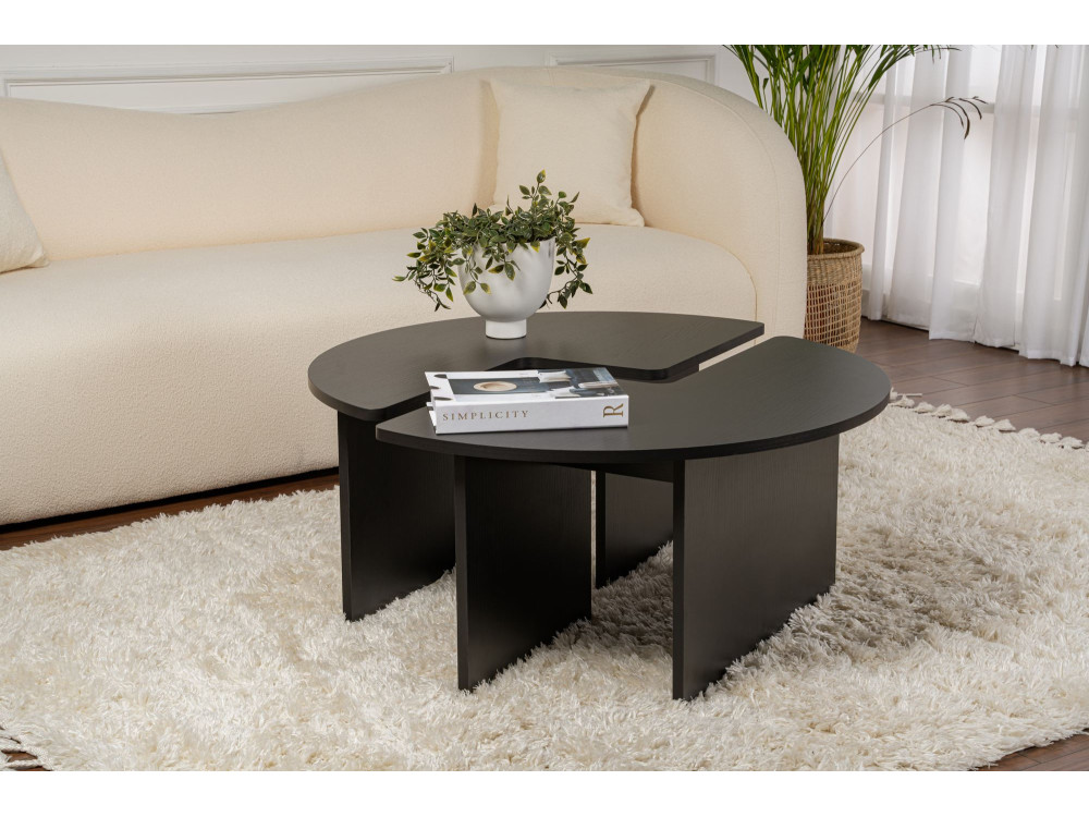 Mesa de centro de madeira "Moira" 90 x 90 x 41 cm - Madeira preta