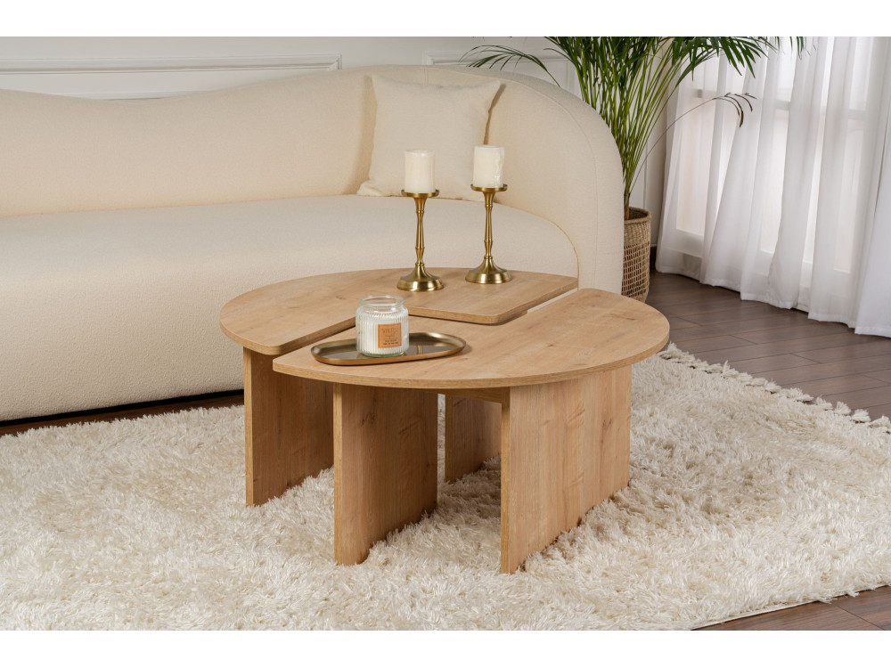 Mesa de centro de madeira "Moira" 90 x 90 x 41 cm - Carvalho