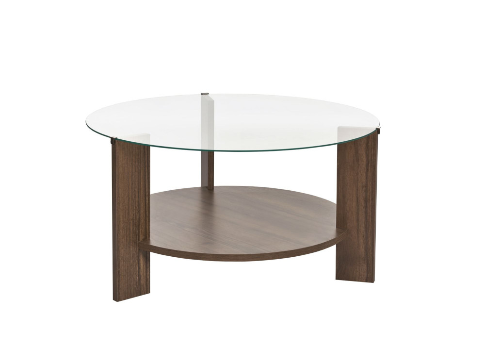 Mesa de centro de madeira "Clara" - 75 x 75 x 40 cm - NogueiraTransparente