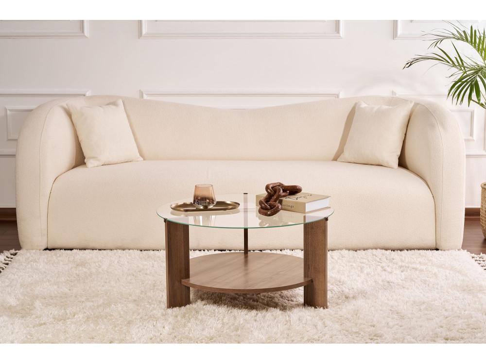 Mesa de centro de madeira "Clara" - 75 x 75 x 40 cm - NogueiraTransparente