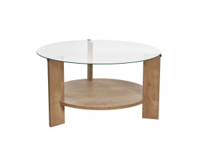 Mesa de centro em madeira "Clara" - 75 x 75 x 40 cm - SaphirCarvalho transparente