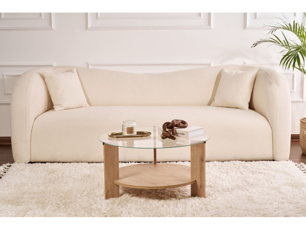Mesa de centro em madeira "Clara" - 75 x 75 x 40 cm - SaphirCarvalho transparente