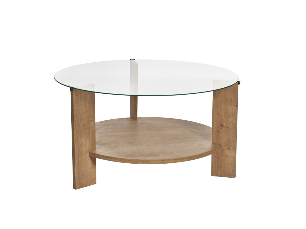 Mesa de centro em madeira "Clara" - 75 x 75 x 40 cm - SaphirCarvalho transparente