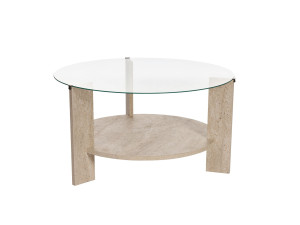 Mesa de centro em madeira "Clara" - 75 x 75 x 40 cm - TravertinoTransparente