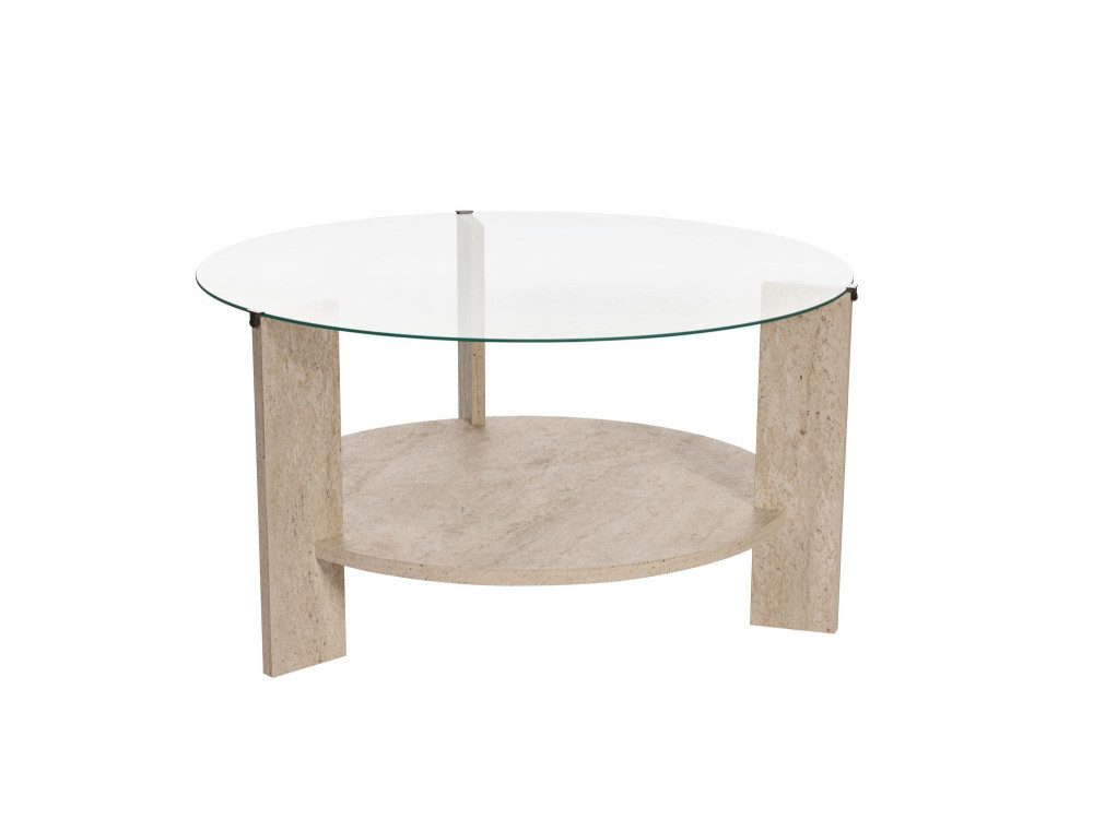 Mesa de centro em madeira "Clara" - 75 x 75 x 40 cm - TravertinoTransparente