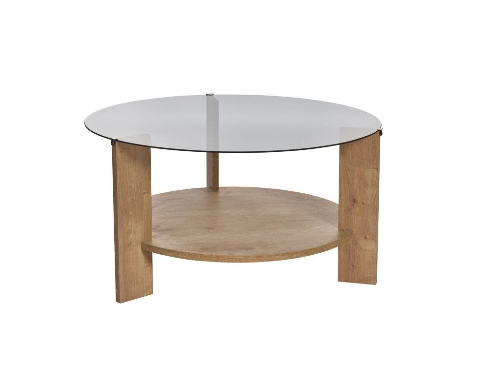 Mesa de centro em madeira "Clara" - 75 x 75 x 40 cm - Carvalho SaphirFumées