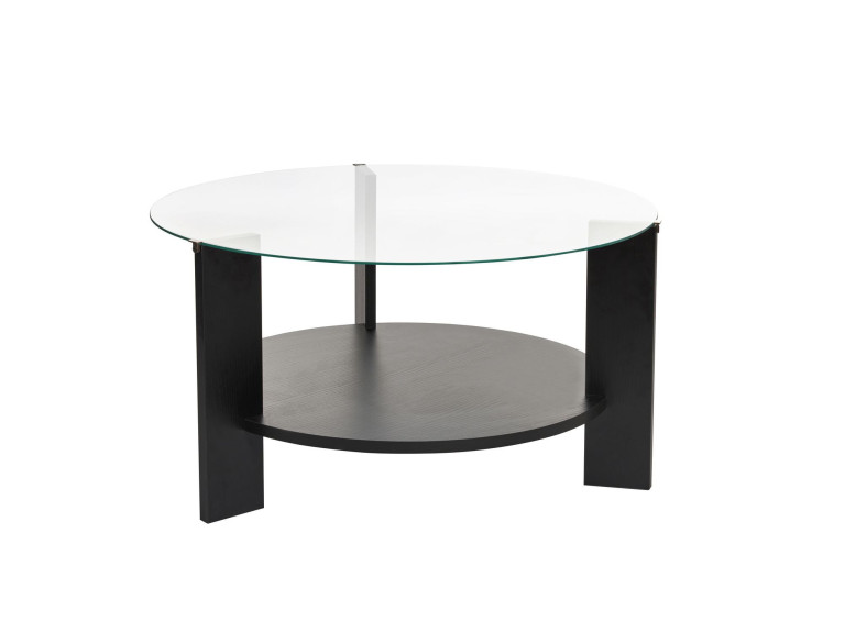 Mesa de centro de madeira "Clara" - 75 x 75 x 40 cm - Madeira pretaTransparente