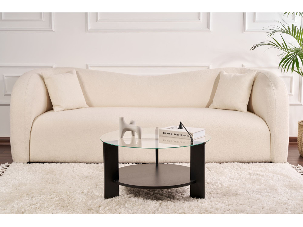 Mesa de centro de madeira "Clara" - 75 x 75 x 40 cm - Madeira pretaTransparente